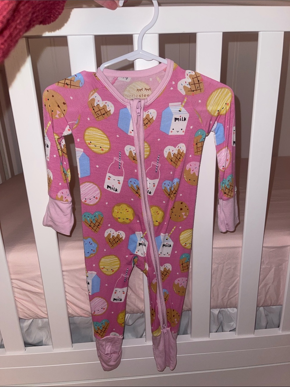 Little Sleepies Pink Milk & Cookie Print Footed One-Piece